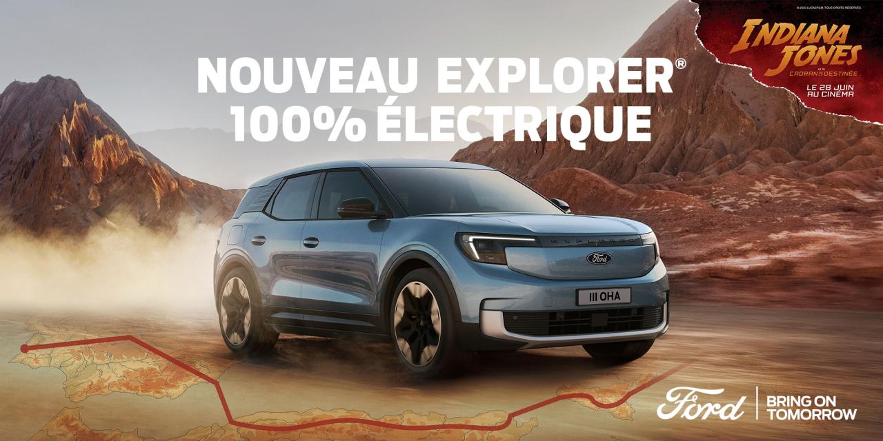 Ford Explorer 100% électrique Groupe PAROT x Indiana Jones et le Cadran de la destinée